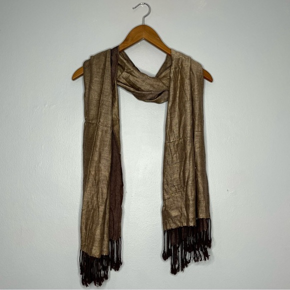 Brown Pashmina Fringe Scarf H - Picture 1 of 8